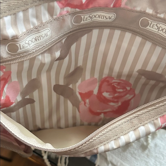 LeSportsac Rose Stripe Shoulder Bag - Tan and Pink - Picture 4 of 15
